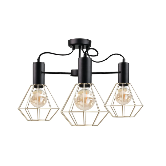 Lars Black/gold 3-light Chandelier