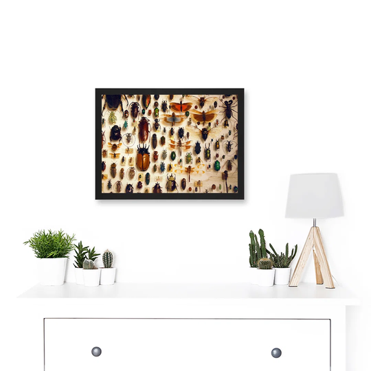 Nature Photo Taxidermy Varied Insect Collection Cabinet Artwork Framed Wall Art Print A4