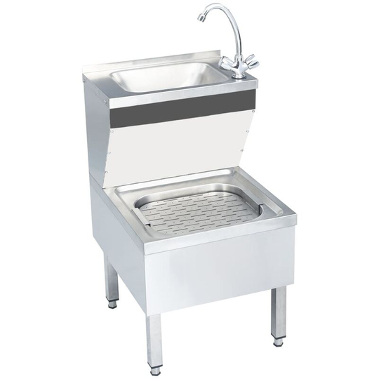 Commercial Hand Wash Sink with Faucet Freestanding Stainless Steel Vidaxl Silver