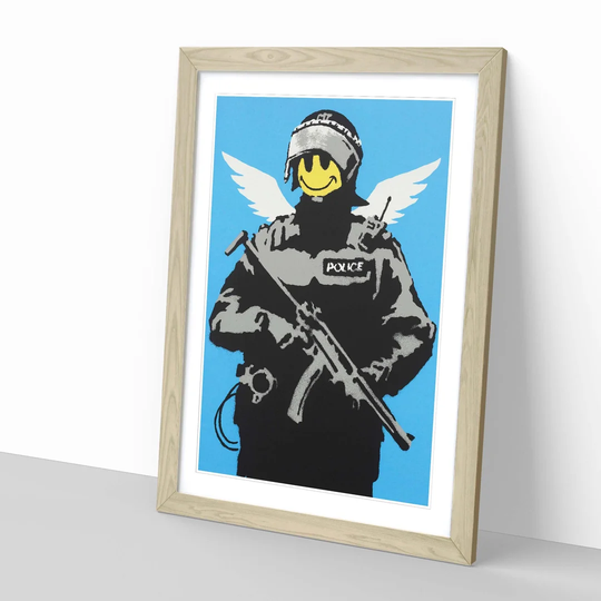 Smiley Copper Wall Graffiti by Banksy Framed Painting Print