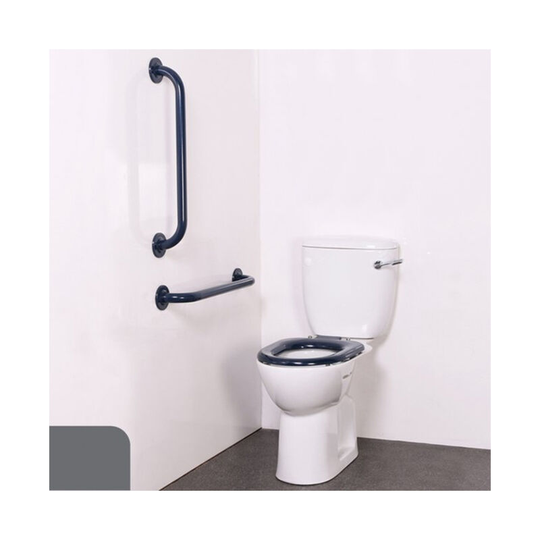Nyma pro Close Coupled Toilet Doc m Pack White - 2 x Dark Grey Grab Rails - Nymas