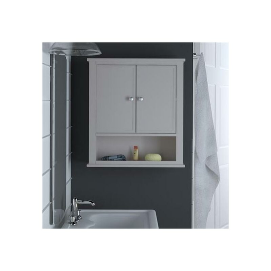 Franklin Bathroom Wall Cabinet With 2 Doors And Open Shelf Grey By Dorel