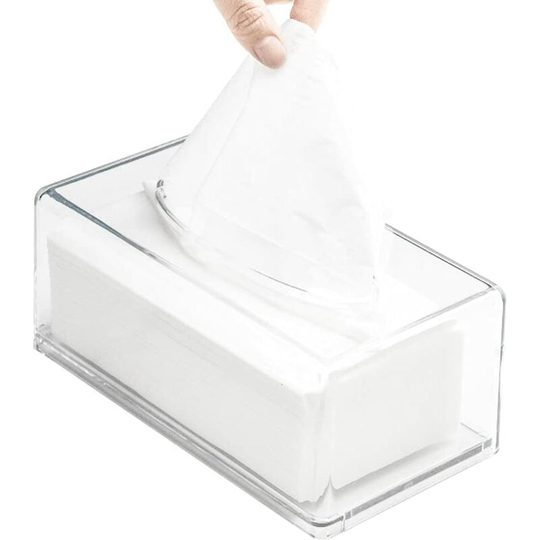 Clear Acrylic Square Tissue Box, Rectangular Box Lids, Bathroom Face Towel Holder, Clear Drying Sheet Dispenser for Bathroom, Kitchen and Car
