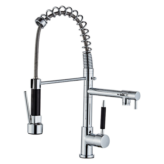 Kitchen Faucet, Spring Kitchen Mixer with Expandable Handshower, 360 ° Rotary Sink Faucet with 2 Spray Modes and Stream Available, Cold & Hot