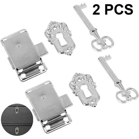 sets of vintage cabinet door lock, cabinet lock, antique furniture lock with key for mailboxes, lockers, cupboards, tool box