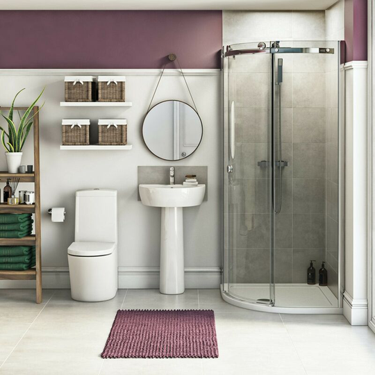 Tate ensuite suite with quadrant enclosure and tray - White - Mode