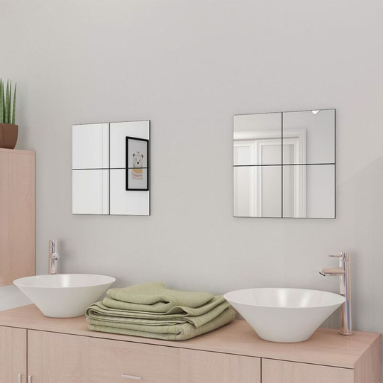 Frameless Mirror Tiles Glass 16 pcs 20.5 cm - Silver