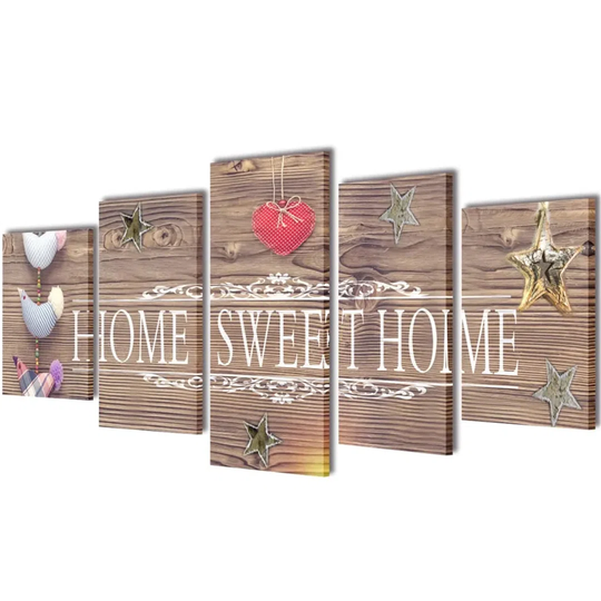 Home Sweet Home - 5 Piece Wrapped Canvas Textual Art Set