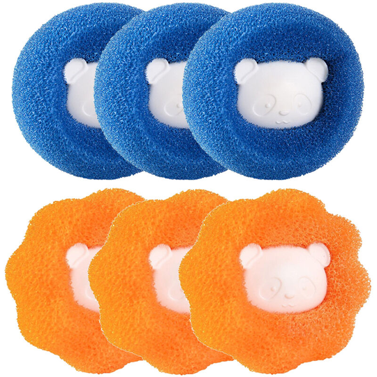 Clothes Anti-Winding Adsorption Hair Removal Cleaning Ball Dryer Ball for Clothing Pet Hair Remover Reusable Hair Remover, Blue and Orange - Blue and