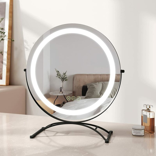 Emke - led Hollywood Vanity Mirror, Round 360° Rotation Makeup Mirror Touch Screen Cosmetic Mirror with Dimmable, Adjustable Brightness and Memory