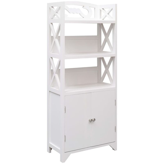 Devenirriche - Bathroom Cabinet White 46x24x116 cm Paulownia Wood - White