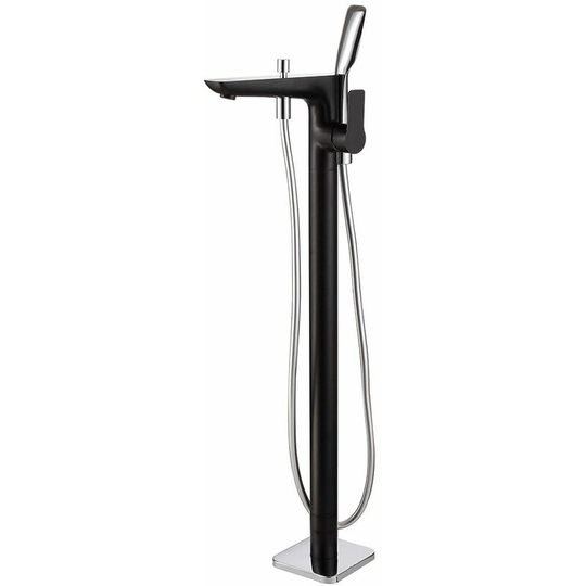 Black freestanding bathtub mixer tap - Nunki