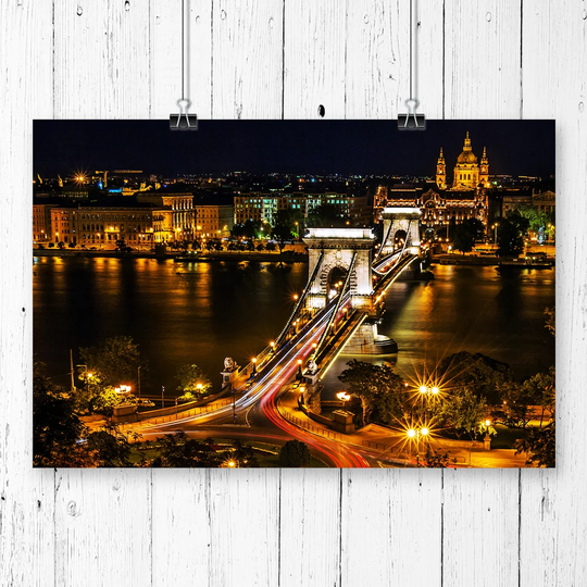 'Chain Bridge Budapest Hungary' Graphic Art