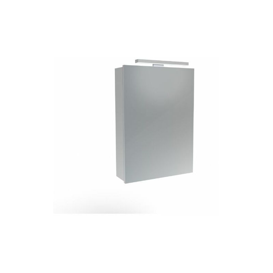 Saneux Olympus 1 Door Mirror Cabinet With Led Light - 500mm Wide - Polished Aluminium - OLY050EC - Aluminium