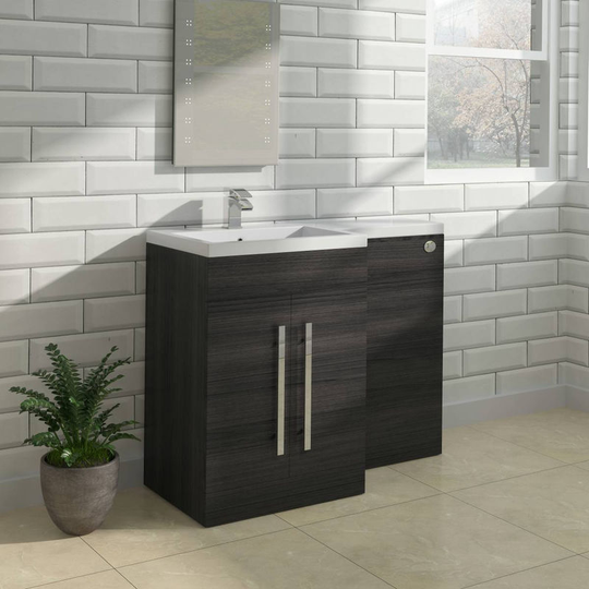 NRG - Grey Left Hand Bathroom Furniture Combination Vanity Sink Unit Set (No Toilet)