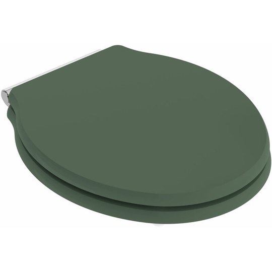 Ryther Soft Close Toilet Seat Chrome Hinges - Hunter Green - Hudson Reed