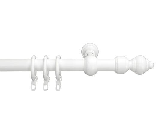 Single Curtain Rod and Metal and Plastic Hardware Set