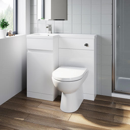 Artis Flat Pack Basin Vanity Unit & Toilet Combination - 900mm Gloss White Left Hand