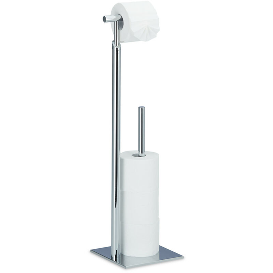 Relaxdays - Standing Toilet Paper Holder, Free-Standing Steel Roll Holder for 4 Spare Rolls tp, Chromed, 71 x 20 x 20 cm, Silver