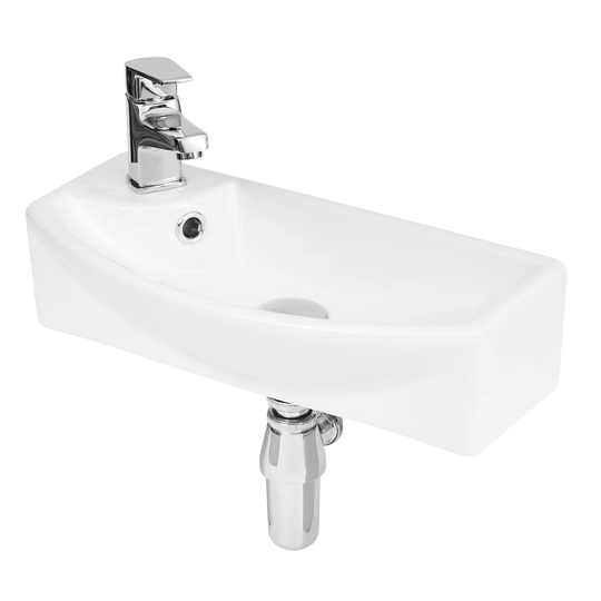 White Vitreous China Rectangular Wall Hung Basin