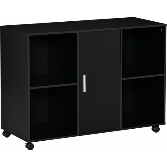 Vinsetto - Mobile Office File Cabinet Printer Stand Unit 360 Degree Casters Black - Black