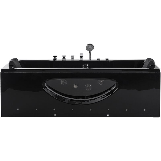 Beliani - Whirlpool Bathtub Massage Water Jets led Lights Headrests 180 cm Black Hawes - Black