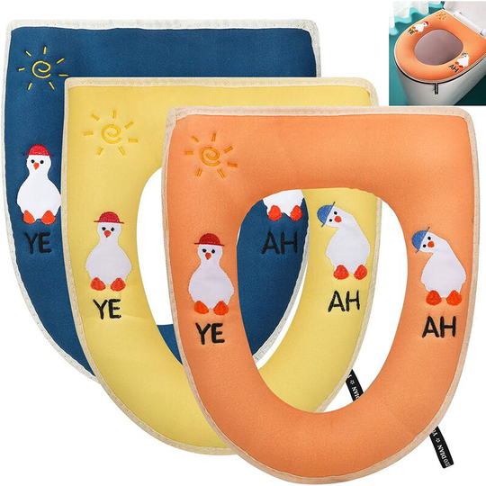 Padded Toilet Seat With Handle, 3 Pcs Warm Toilet Seat Cover, Washable Cushioned Toilet Seat Cover, Universal Antibacterial Toilet Seat Cushion