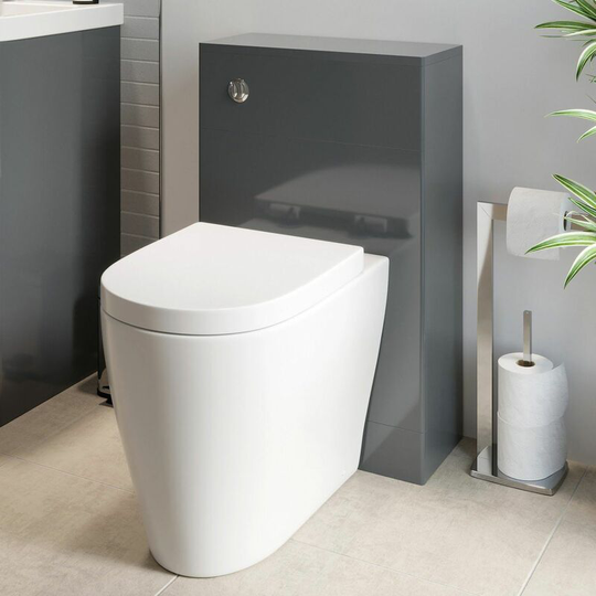 Regis - Bathroom Modern wc 500mm Toilet Unit Concealed Cistern btw Soft Close Grey - Grey
