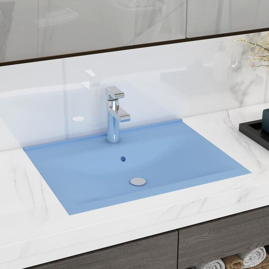 Luxury Basin with Faucet Hole Matt Light Blue 60x46 cm Ceramic - Blue