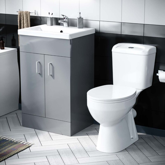 Neshome - Nanuya 500mm Flat Pack Light Grey Vanity & wc Toilet Pan, Soft Close Seat