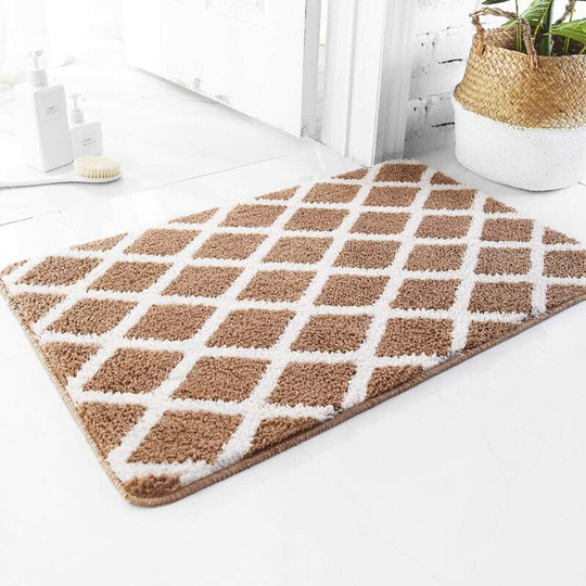 Extra Soft Anti-Slip Water Absorbing Microfiber Bathroom Mat Machine Washable Thick Plush Shower Mat (Champagne, 50x80cm)