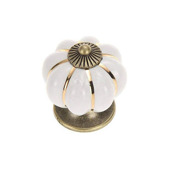 5pcs Pumpkin Handle Knob Cabinet Furniture Knob handle Door Furniture Knobs Ceramic Porcelain Flower Furniture white