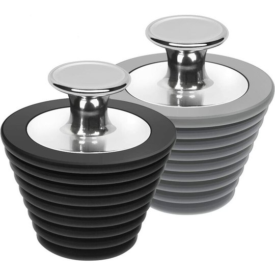 2 universal plugs for bathtub and bathroom sink Black and gray