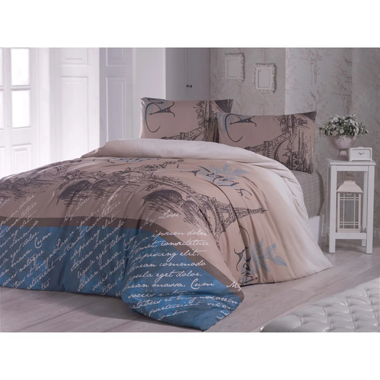Twitty Beige/Blue/Brown Duvet Cover Set