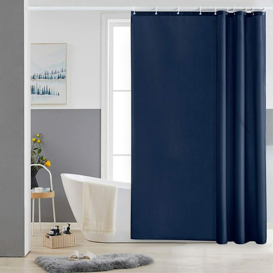 1Piece Navy Blue Shower Curtain Mildew Proof Polyester Fabric Machine Washable Weighted Waterproof Bath Curtains for Bathtub 150x180cm