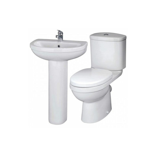 Ivo Bathroom Suite with Close Coupled Toilet and Basin - 1 Tap Hole - Nuie
