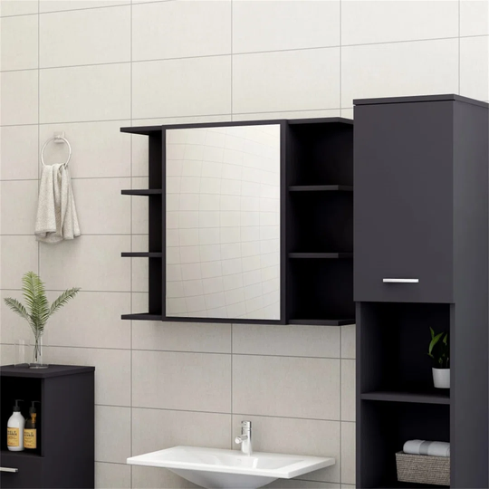Bathroom Mirror Cabinet White 80X20.5X64 Cm Chipboard