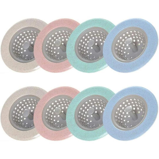 Silicone Drain Filter Drain Stopper Silicone Drain Cover 8 Pieces Hair Catcher Cover Filter Cover Bath Sink Kitchen Tubs Shower Sink Sink Stopper