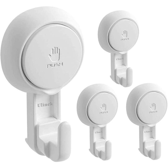 Perlerare - Set of 4 Plastic Suction Cup Hook New Strong Suction Cup Suction Wall Hook/Towel Holder Bathrobe Crown Coat Cloth Suction Cup