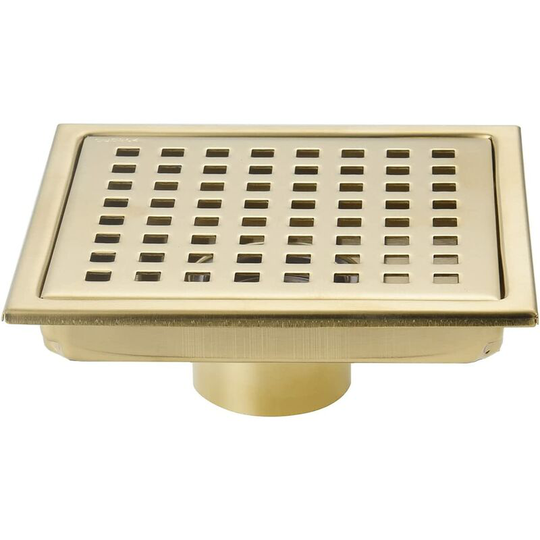 6 inch brushed gold square shower floor drain, grate with removable cover, brushed gold SUS304 stainless steel