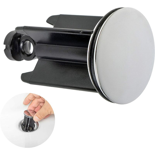 Universal Bathroom Sink Stopper ø 40 mm, Chrome Drain Stopper, Made of Brass, with Rubber Seal, Height Adjustable Stopper, Rustproof and Waterproof