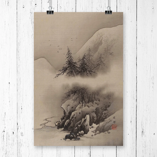 "Snow Landscape Oriental" by Hiroshige Graphic Art