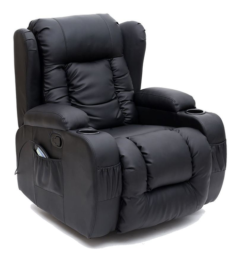 Caesar black leather recliner chair