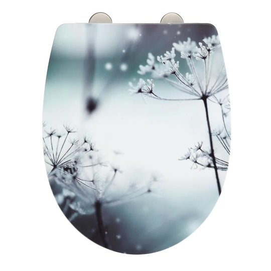 Toilet seat Polar with high-gloss surface, toilet seat with soft-closing mechanism, quick-fixing, made of break-resistant thermoplastic