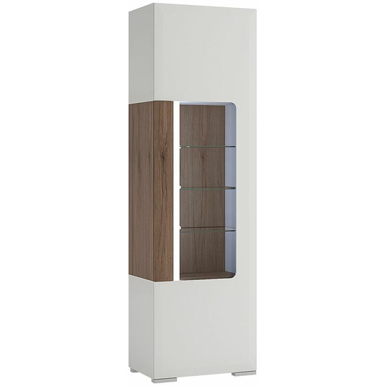 Canada Tall Glazed Display Cabinet With Shelves (Inc Plexi Lighting) - White