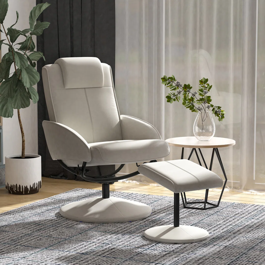Kysir Faux Leather Manual Recliner with Ottoman