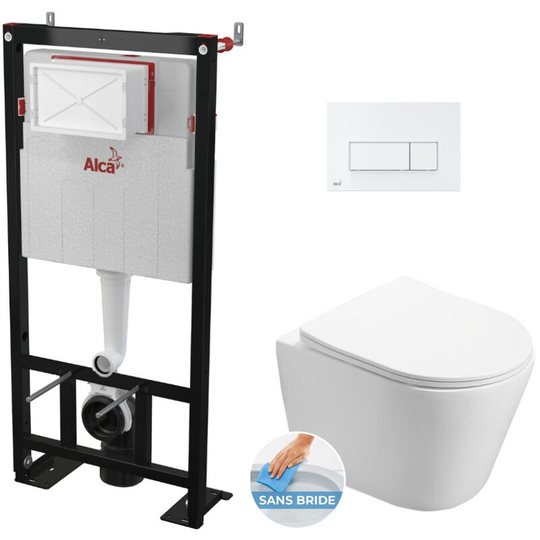 Alca - Toilet set Self-supporting frame + Swiss Aqua Technologies Infinitiorimless wc + White plate ( Infinitio-4)