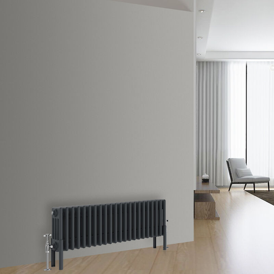 NRG - Traditional Cast Iron Style Radiator Anthracite Central Heating Rads Horizontal 4 Column 300x1010mm