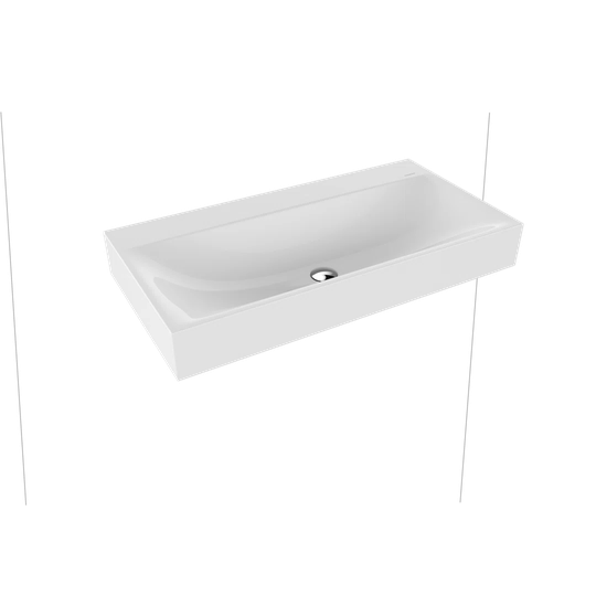 Alpine White Matt Metal Rectangular Wall Hung Basin Bathroom Sink