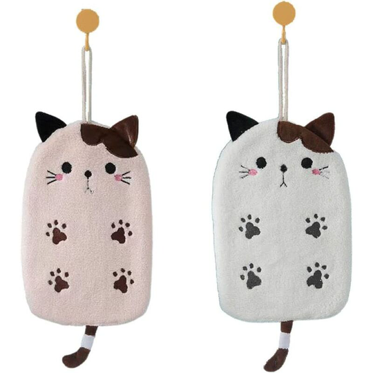 Cat Towel - Cute Hand Towels for Bathroom - 2 Pack Cat Hand Towel - Cat Kitchen Towel - Cat Towels - Cute Hand Towels - Cat Towels for Cat Lovers